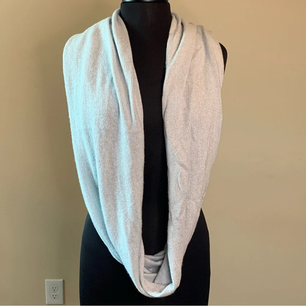 ANN TAYLOR Scarf Light Blue Infinity Metallic Shimmer